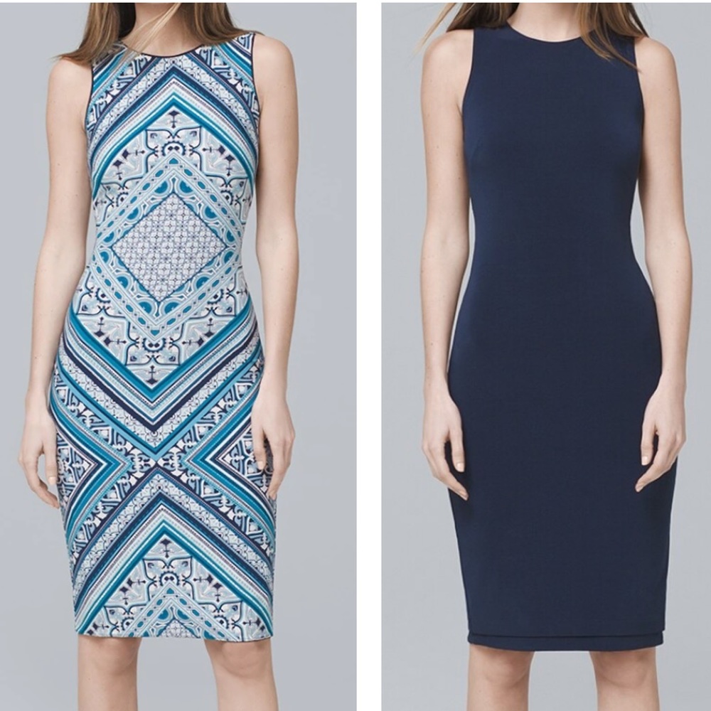 NWT Reversible White House Black Market Reversible Scarf-Print Knit Sheath Dress
